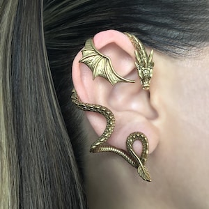 SINGLE  Dragon cuff earring, Dragon cuff earring, Gothic earring, gothic jewelry, Dragon ear cuff, Dragon earring, Dragon cuff