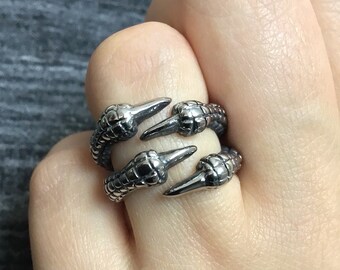 1x Mens Titanium Steel Finger Rings Chic Dragon Claws Gothics Biker Ring J&C 1x Mens Titanium Steel Finger Rings Chic Dragon Claws Gothics Biker Ring J&C