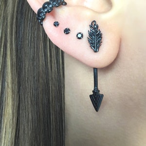 Edgy Stainless Steel Arrow Earrings: Front Back Ear Jacket