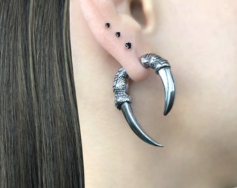 Dragon Claw Stainless Steel Earrings, Gothic Ear Jacket, Unisex jewelry