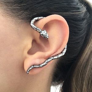 SINGLE  Snake cuff earring, snake cuff earring, Gothic earring, gothic jewelry, serpent ear cuff, snake ear cuff,Left ear cuff