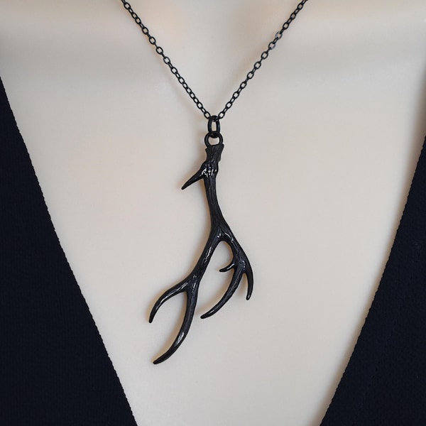 Antlers Necklace,  Woodland Forest necklace, Gothic necklace, Unisex necklace, Statement necklace, Antlers jewelry, Gold necklace