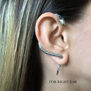 SINGLE  Snake cuff earring, snake cuff earring, Gothic earring, gothic jewelry, serpent ear cuff, snake ear cuff, gold ear cuff