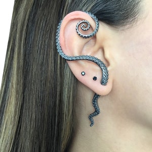 Manchette d'oreille tentacule de pieuvre, manchette d'oreille tentacule de pieuvre, manchette d'oreille, bijoux de pieuvre, manchette d'oreille tentacule, grande manchette d'oreille, boucle d'oreille de pieuvre