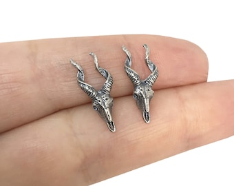 Antelope  skull earrings, Kudu skull studs, Gothic earrings, gothic studs, Sterling silver animal skull earrings, gothic jewelry