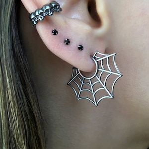 Spinnennetz Ohrringe, Creolen, Spinnennetz Creolen, Gothic Schmuck, Netz Ohrringe, Spinnennetz, Spinnennetz Schmuck