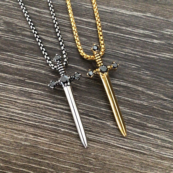 Sword necklace, Sword pendant, Sword jewelry, Dagger necklace, Dagger jewelry, stainless steel jewelry, unisex necklace