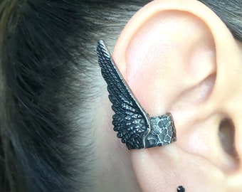 Angeles wing Ear cuff, gothic ear cuff, stainless steel earrings, gothic jewelry, gothic earring, wings earring, wings cuff, wings jewelry