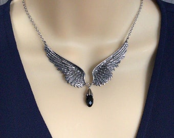 Wings necklace ,Stainless steel  Angles wings necklace,Angel wings jewelry, wings necklace, gothic jewelry, gothic necklace