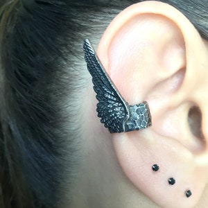 Angeles wing Ear cuff, gothic ear cuff, stainless steel earrings, gothic jewelry, gothic earring, wings earring, wings cuff, wings jewelry