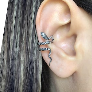 Snake Ear cuff in Sterling Silver , gothic ear cuff, Snake ear cuff,  snake earring, serpent ear cuff