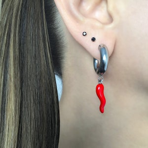 Chili pepper earrings, Red chili peppers earrings, chili peppers hoops, chili earrings, hoop earrings, red earrings, unisex earrings