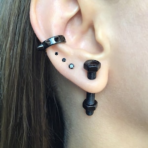 Fake Gauge bold earrings,  stainless steel earrings, gothic jewelry, screw back earrings, 18G earring, single earrings, cartilage earrings