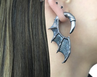 Dragon Wing Claw Earrings, Stainless Steel Gothic Ear Jacket