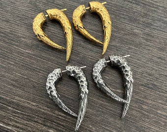 Claw Earrings, Gothic Ear Jacket, Dragon jewelry, Unisex Goth Stainless steel jewelry