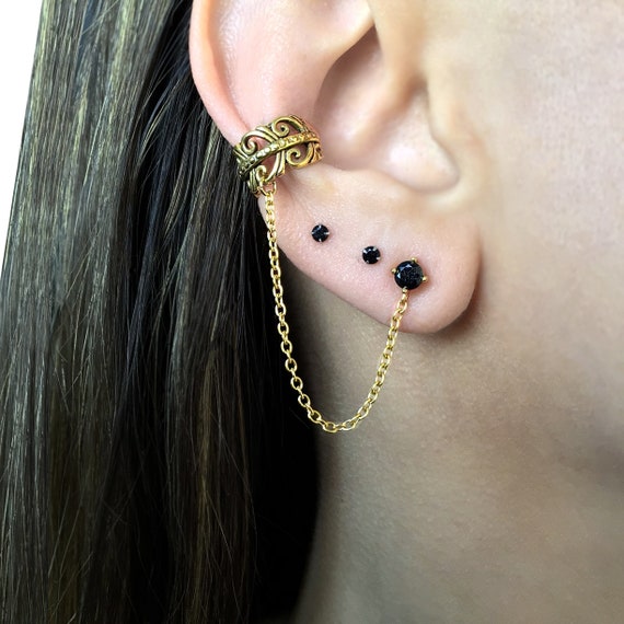 【BLACKPURPLE】25SS★ Two Way Open Ring Ear Cuff TWO TONE EAR CUFF [Single Cuff] - Black & White – Love Ko