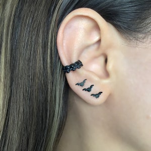 Bats earrings, Black bats studs, Sterling Silver tiny bats earrings, gothic jewelry, mens earrings, gothic earrings, tiny studs