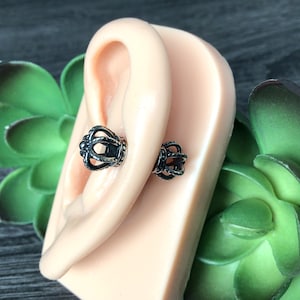 SINGLE Crown cartilage earring, cartilage studs, helix stud, back  screw earring, crown earring