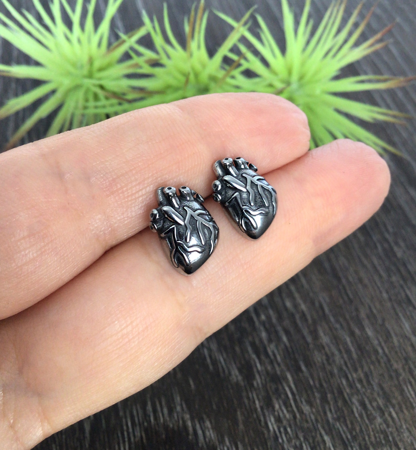 Anatomical Heart Earrings Anatomical Heart Studs Gothic Etsy