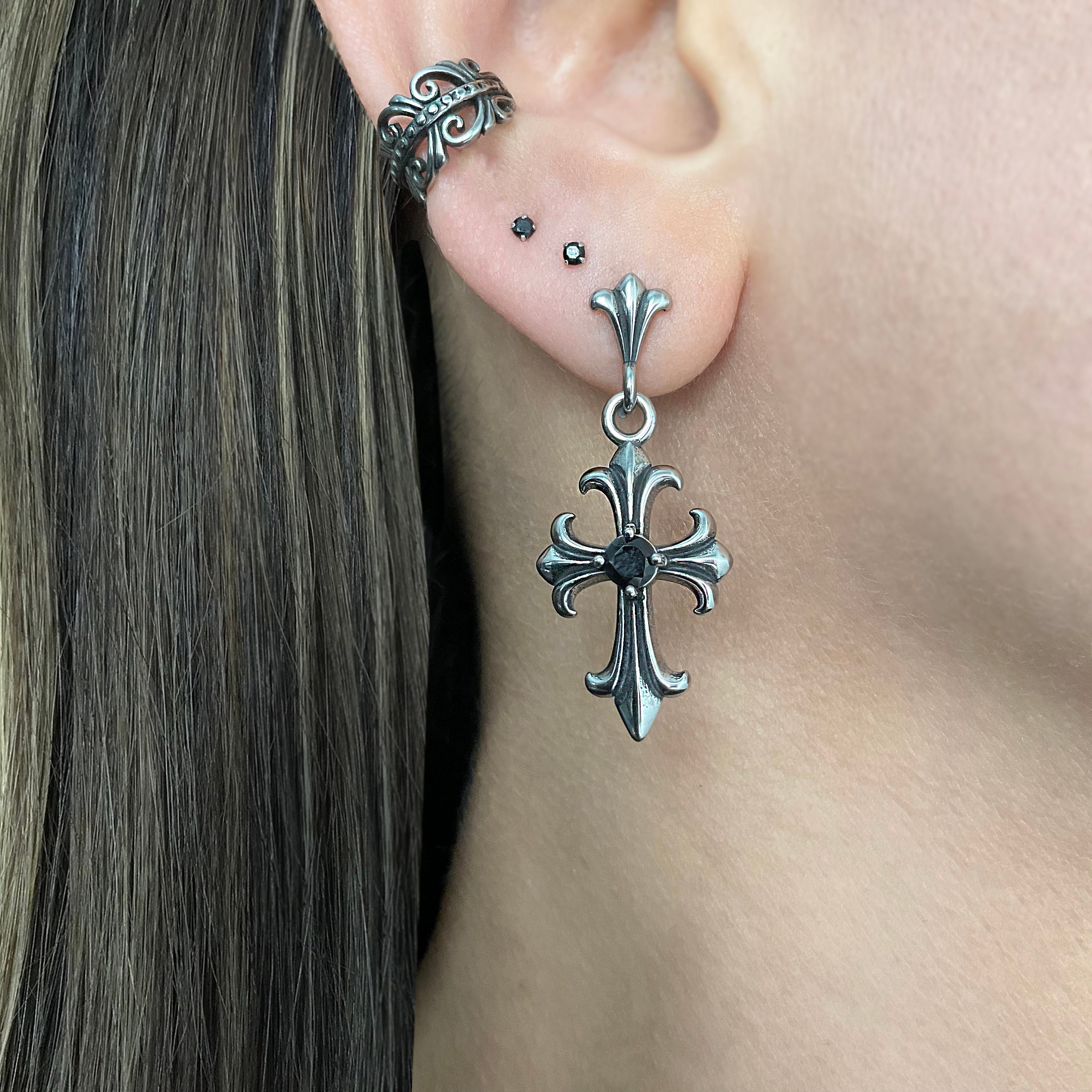 Cross Earrings, Cross Studs, Cross Earrings, Fleur De Lis Cross