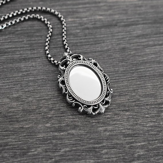 Gothic Victorian Protection necklace, Mirror pendant, Protection talisman, Goth necklace, Victorian jewelry