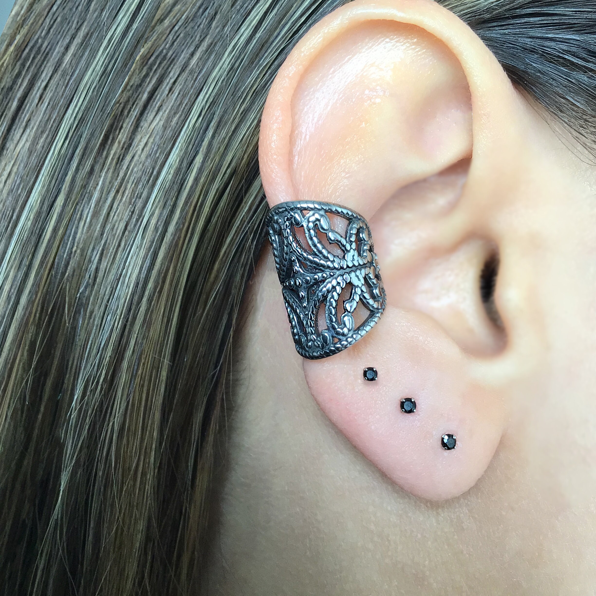 Ear Cuff, Gothic Ear Cuff, Stainless Steel Earrings, Gothic