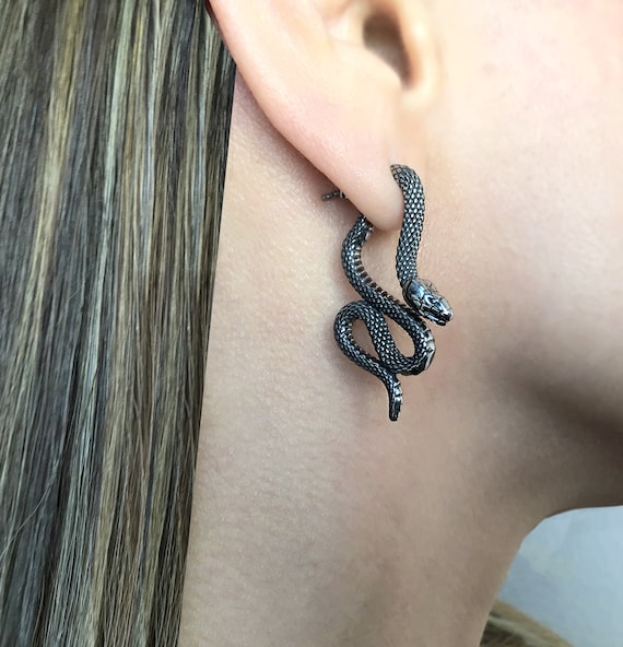 Textured snake skin hammered ear cuff jewelry • Sterling silver earrin -  Hand Stamped Trinkets