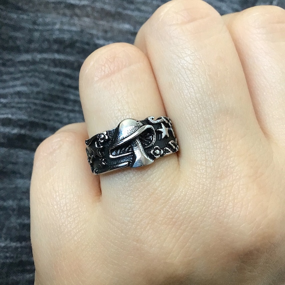 Magic Mushroom ring,Stainless steel Star ring , gothic jewelry, punk jewelry, mushroom ring, mushroom jewelry