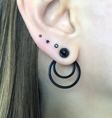 Double Circle Front and back earrings, gothic jewelry, ear jacket, geometric earrings, circle  earrings, black earrings, double earrings