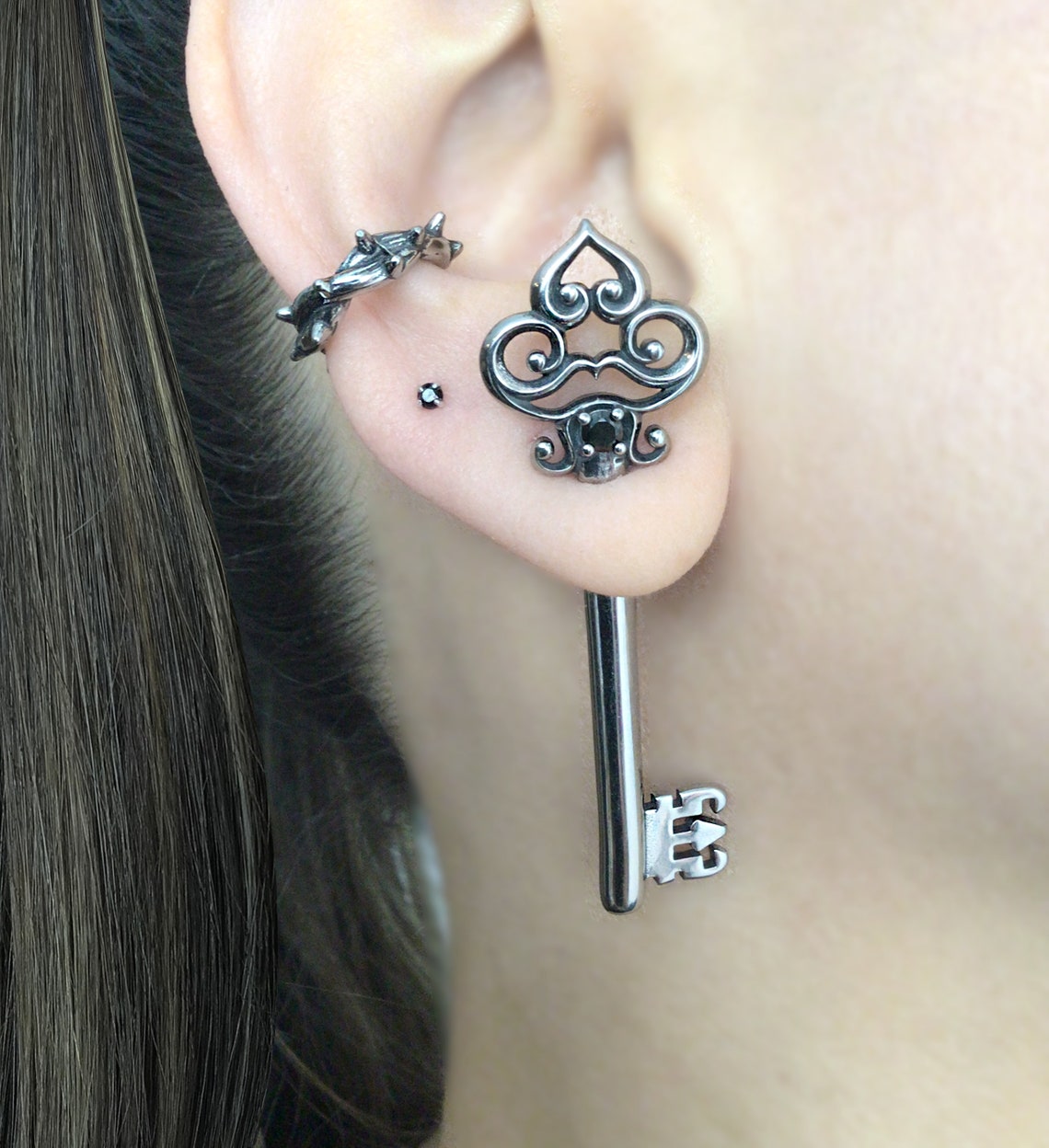 Key Ear Sorter Key Earrings,crown Key Earrings, Key Earrings, Front Back Earrings, Key ...