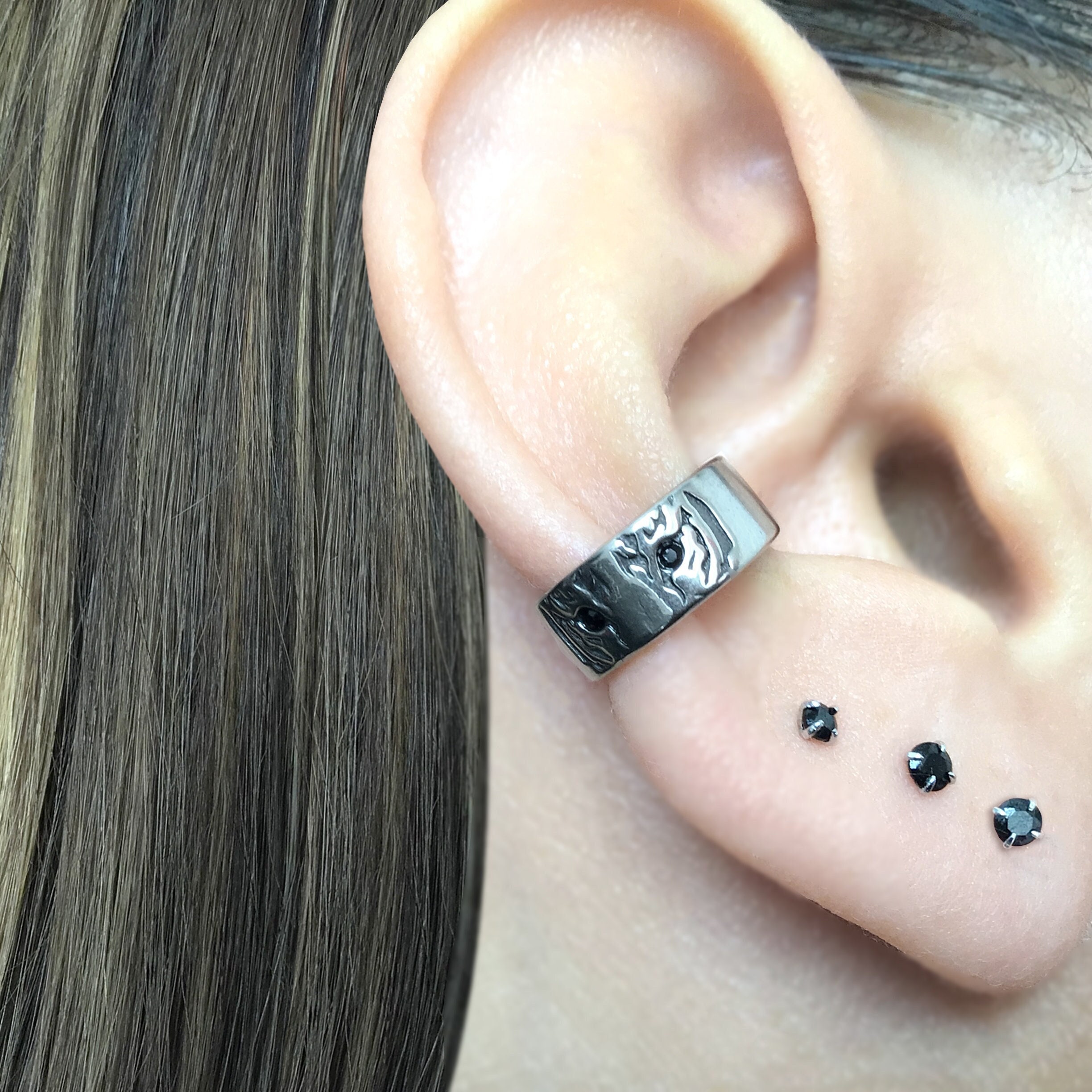 Tiger Ear Cuff, Gothic Ear Cuff, Stainless Steel Earrings