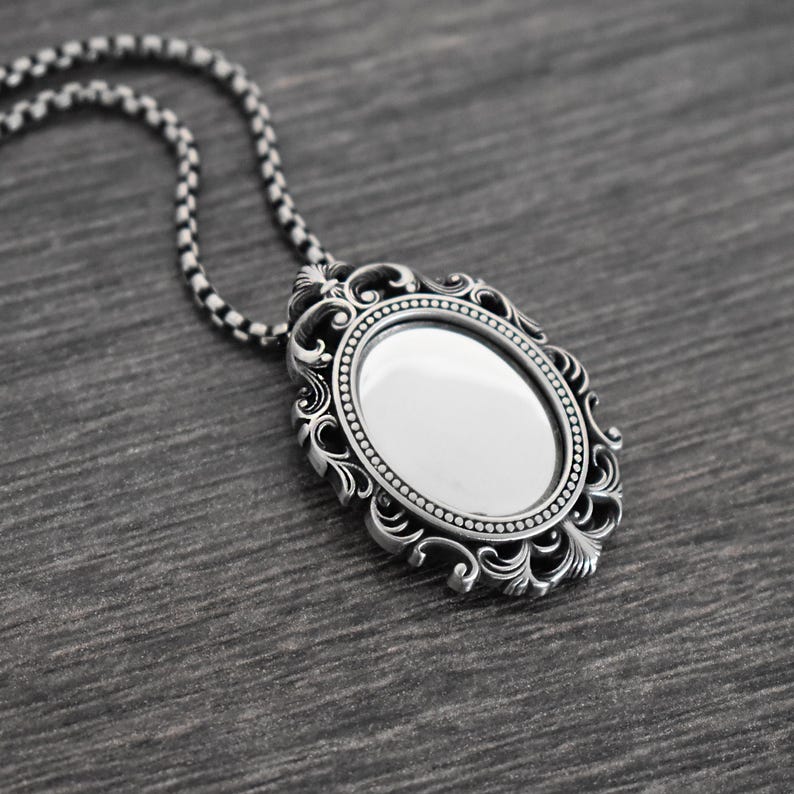 Gotiskt viktorianskt skyddshalsband, Spegelhänge, Skyddstalisman, Gotiskt halsband, Viktorianska smycken bild 4
