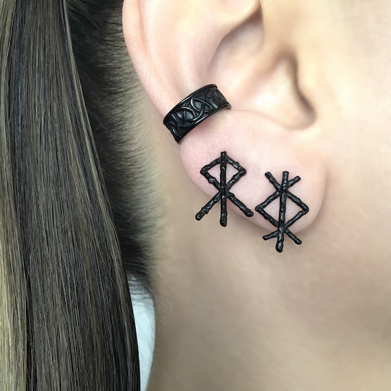 Rune earrings,Rune studs,Rune bind, Rune jewelry, Norse jewelry, Viking earrings,Protection, Courage,  Celtic earrings, mens earrings