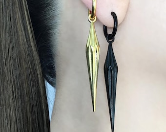 Pendientes de aro con pinchos góticos, aros con forma de lanza, joyería unisex de acero inoxidable