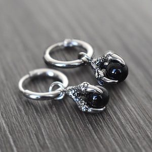 Drachenkralle Ohrringe, Drachenkralle Ohrringe, Creolen, Gothic Schmuck, Herren Creolen, Drachen Creolen, Edelstahl Creolen