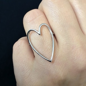 Heart ring,Stainless steel Heart ring , gothic jewelry, heart jewelry, Open heart ring, thin ring, statement ring