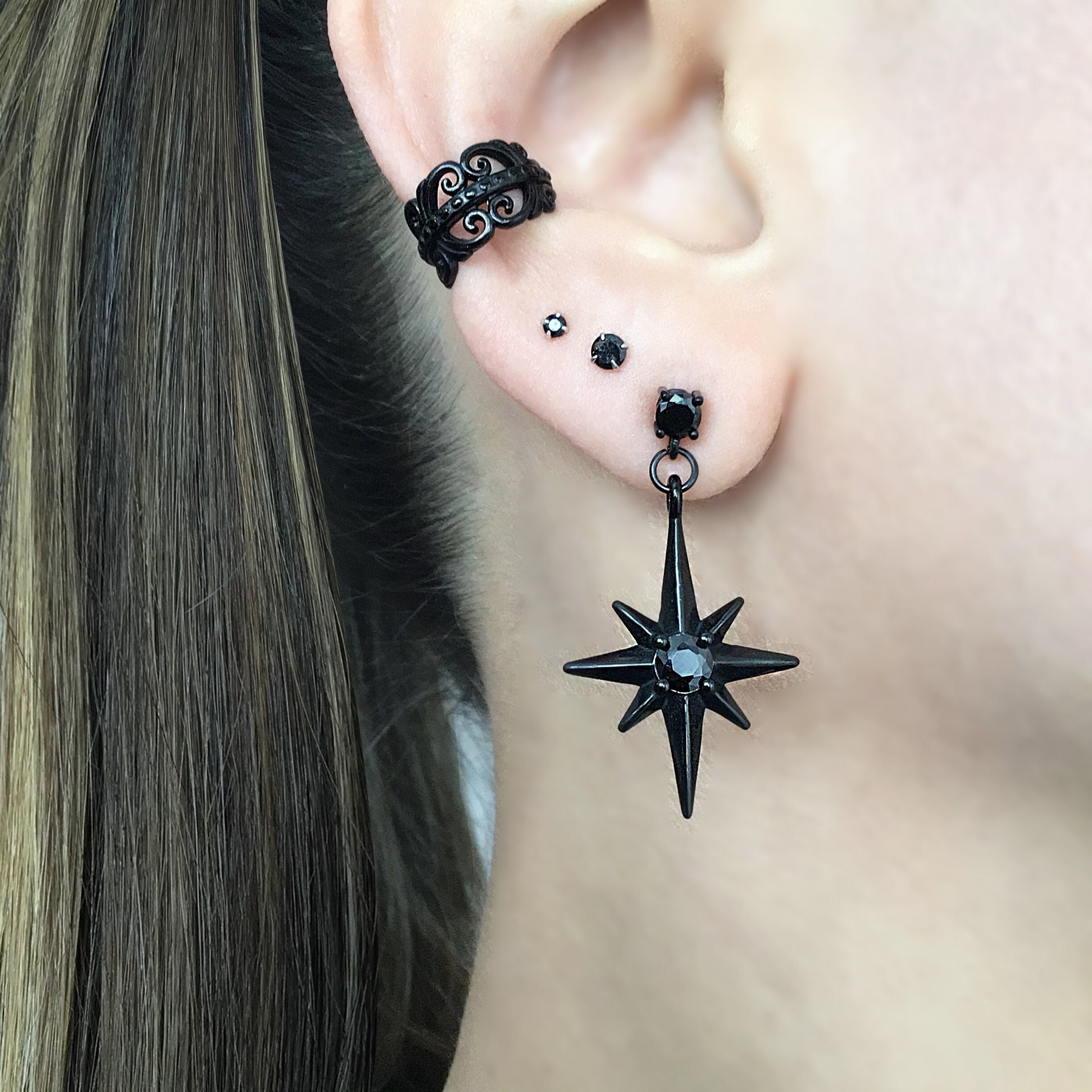 Leo Zodiac Constellation Mismatched Set of Star Stud and Ear