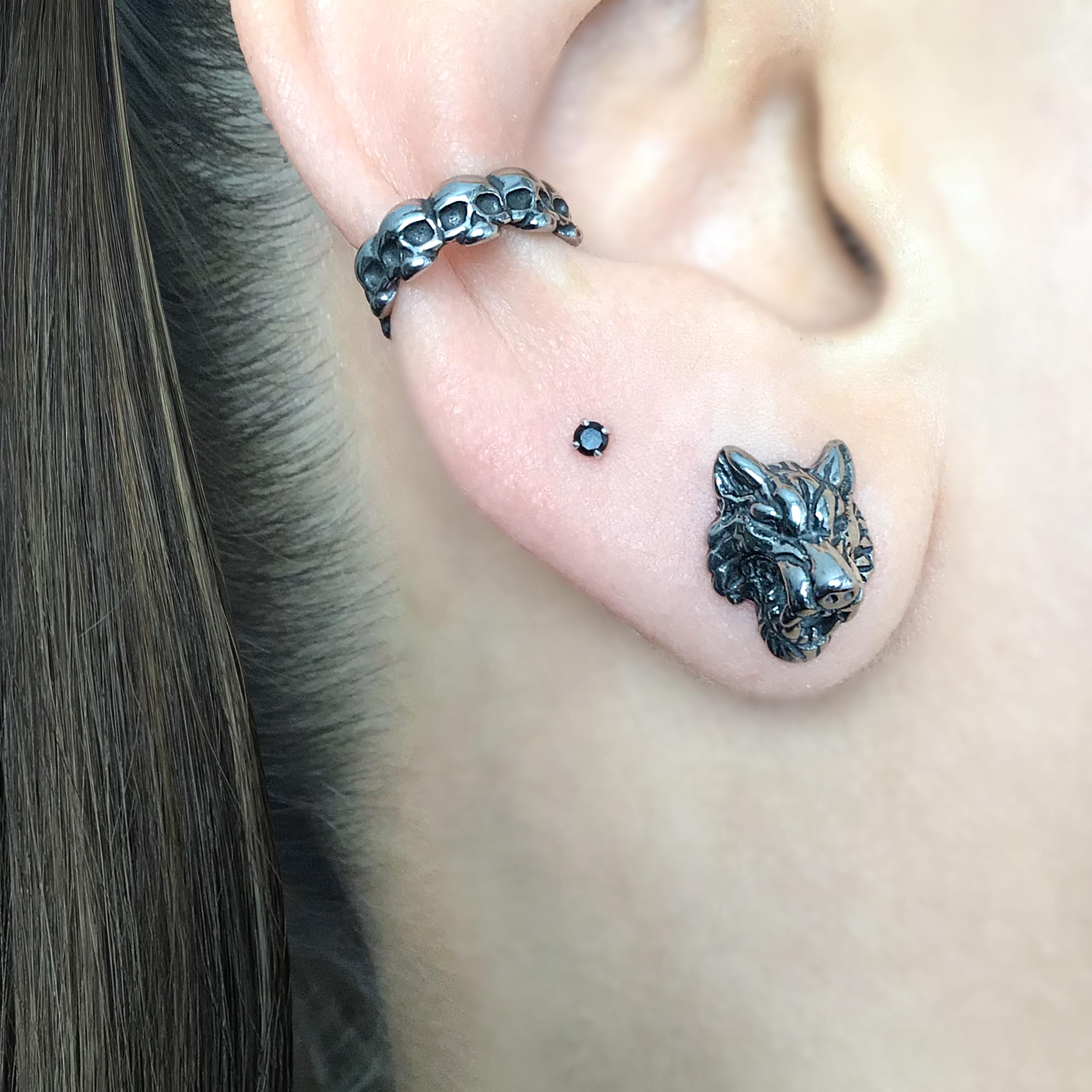 Wolf Stud Earrings, Gothic Stainless Steel Jewelry - Etsy UK