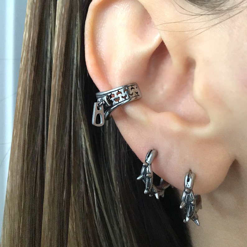 Zipper Ear Cuff Gothic Ear Cuff Stainless Steel Earrings Etsy