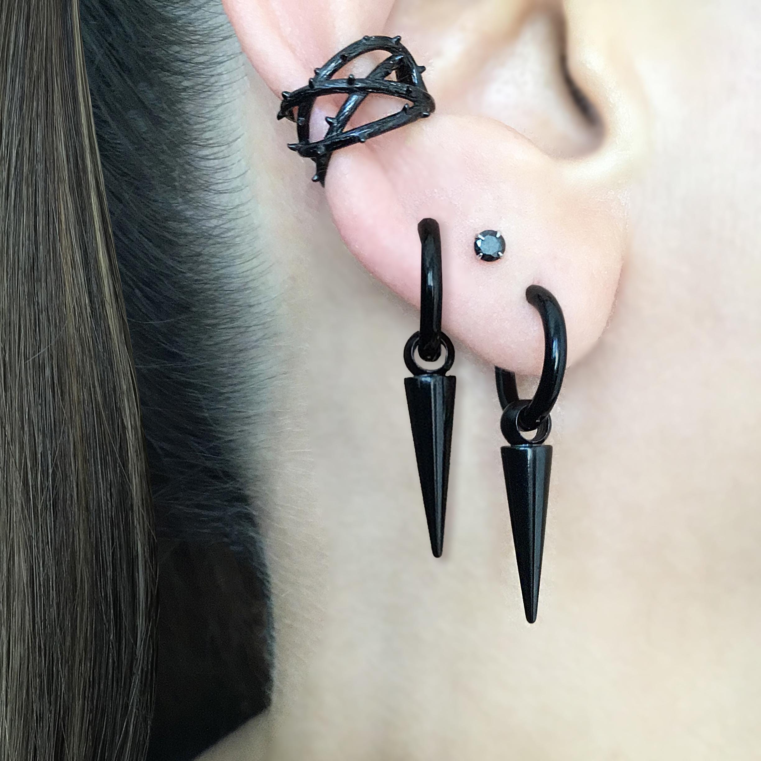 Minimalist Spike Hoop Earrings ,spike Earrings, Hoop Earrings