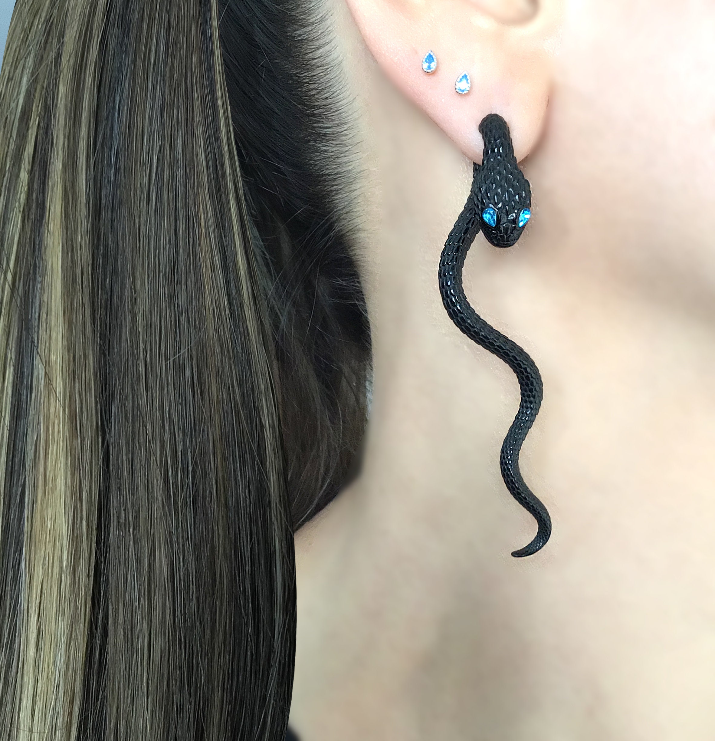 Snake Ear Jacket With Aquamarine Eyes,serpent Front and Back