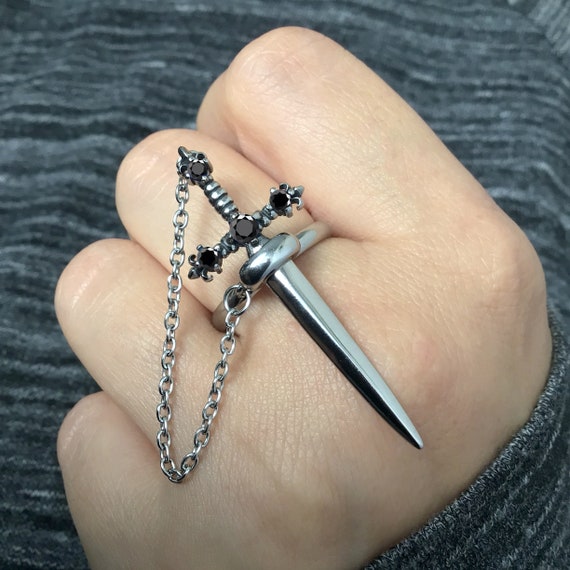 Dagger Ring, Gothic Knife Ring, Celtic Sword Ring, Antique Ring