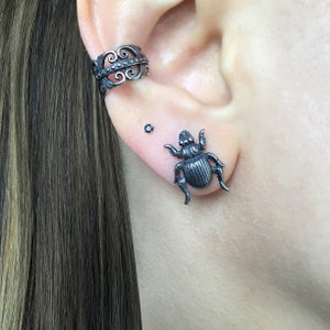 Beetle earrings, Beetle studs, Gothic earrings, gothic  studs, stainless steel earrings, bug earrings, insect earrings, mens studs