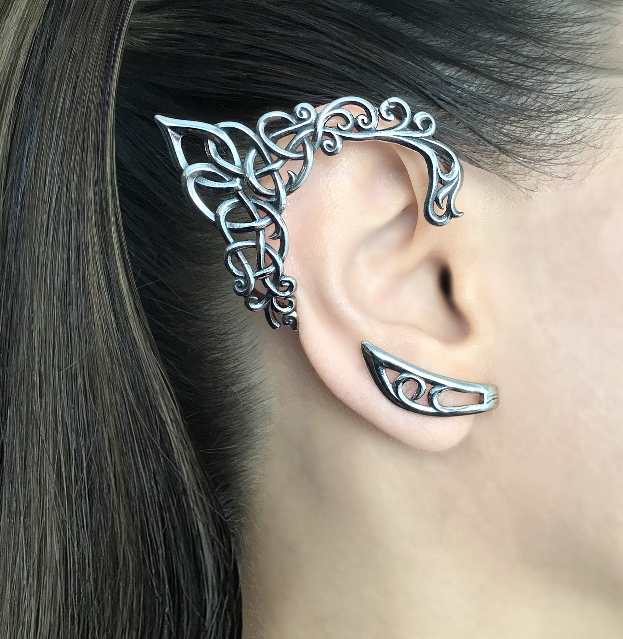 Elfenohren Waldrebe nicht Piercing Manschette, kein Piercing Ohrmanschette, Elfen Ohrmanschette, Einzelohrmanschette, keltisches Elfenohr, Elfenschmuck, Manschettenohrring Gold