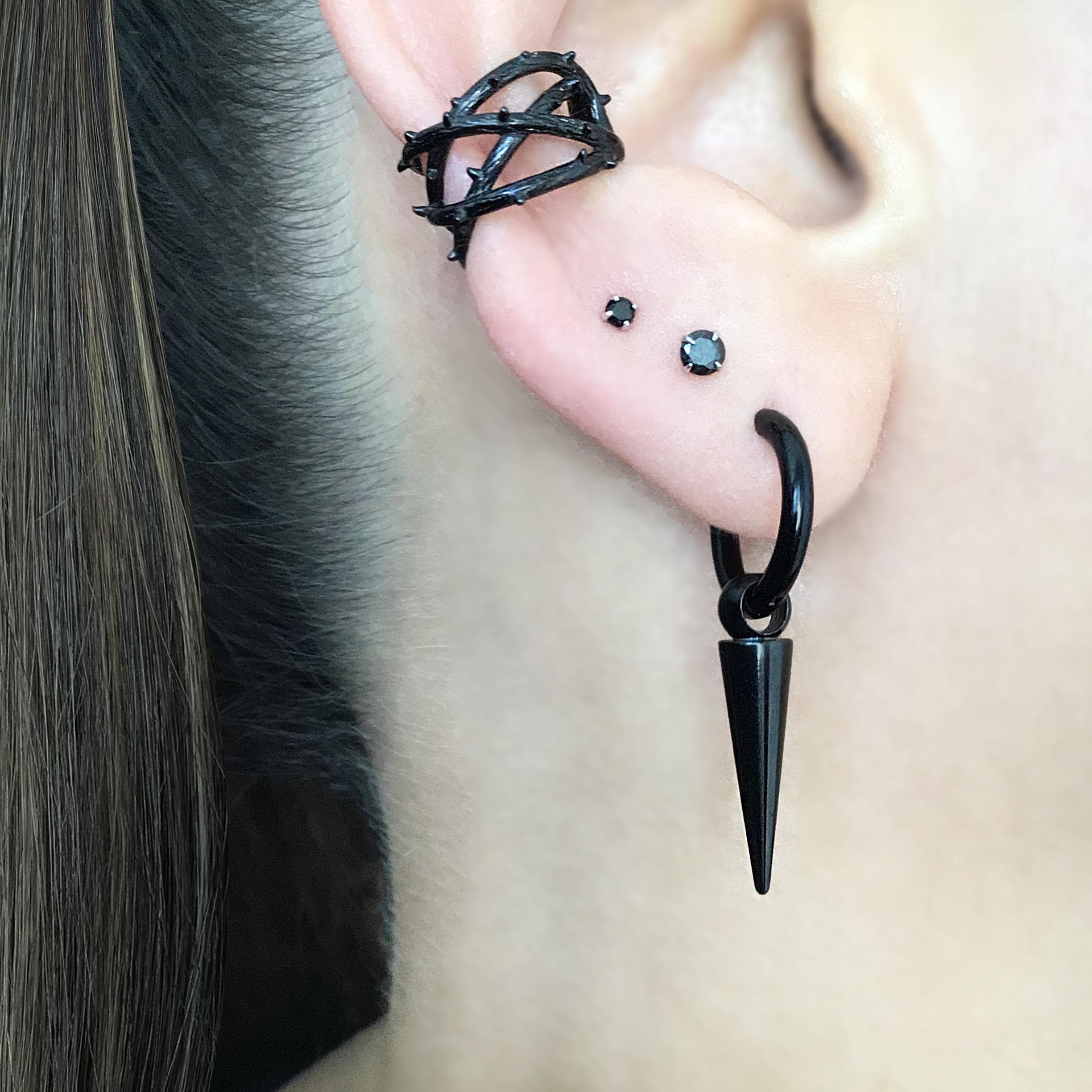 Minimalist Spike Hoop Earrings ,spike Earrings, Hoop Earrings