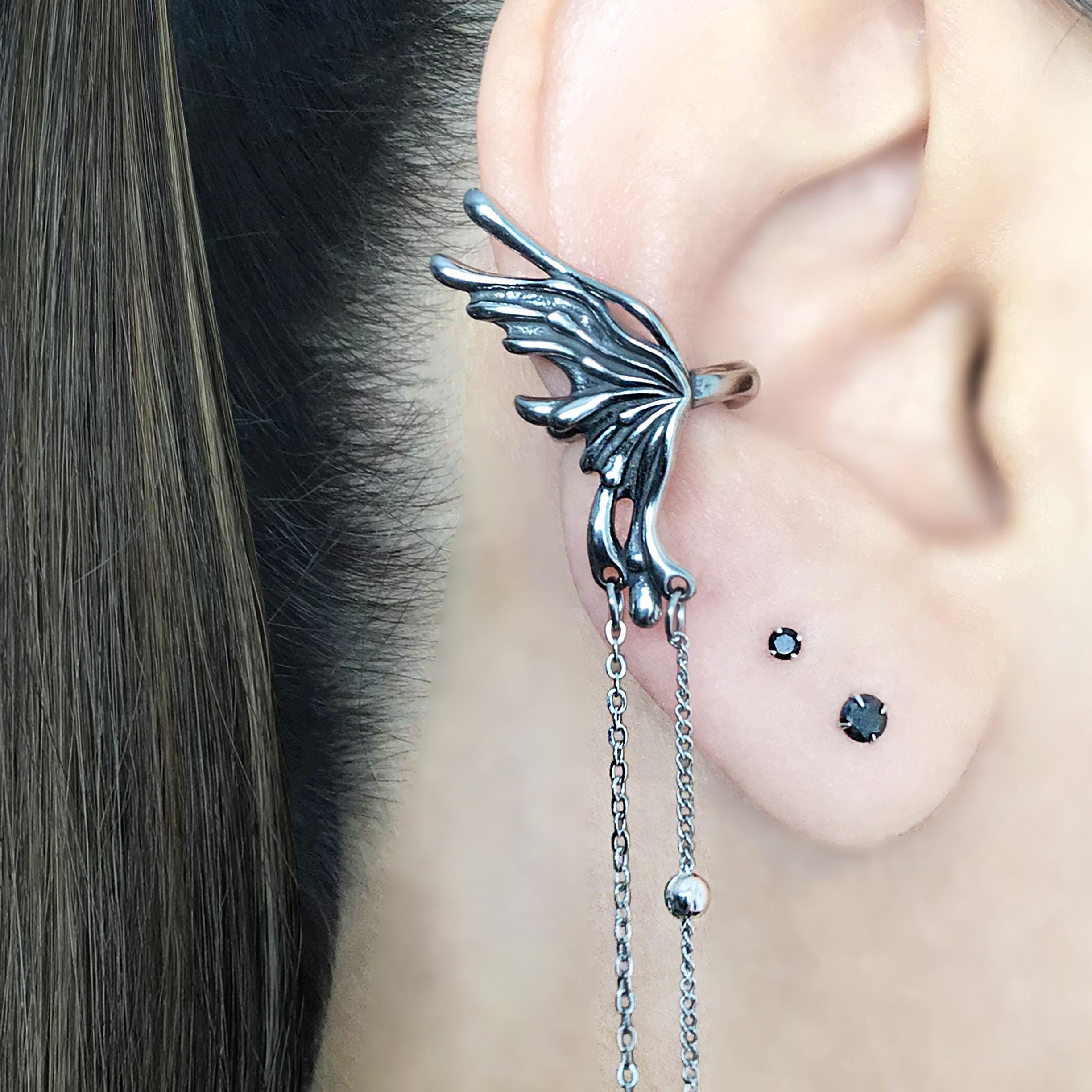 Butterfly Wing Ear Cuff, Stainless Steel Chain, No Piercing - Etsy