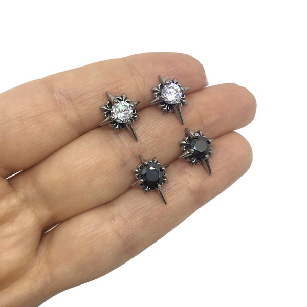 North Star earrings, North Star studs, stainless steel earrings, gothic jewelry, gothic earrings, star earrings, star studs, North Star