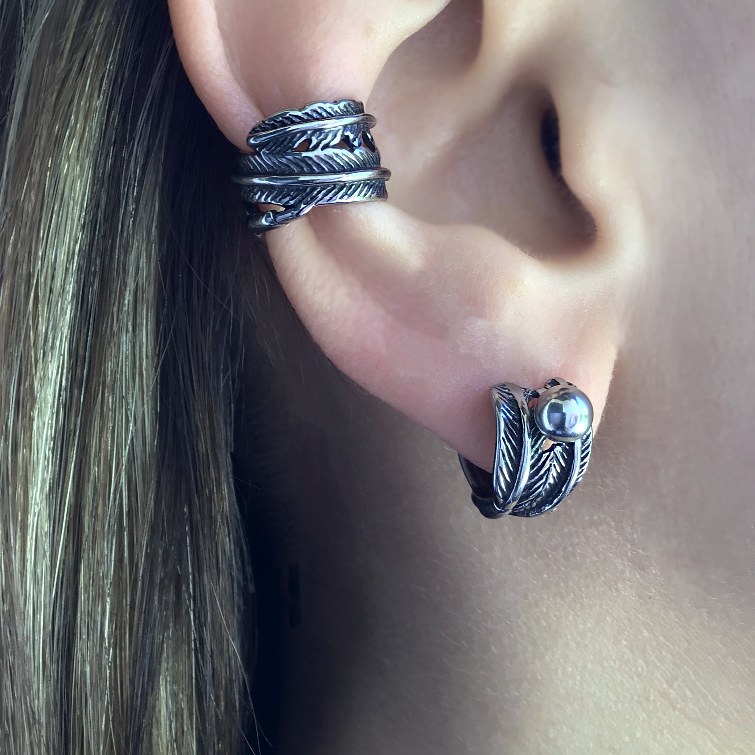 Ear cuff, gothic ear cuff, stainless steel earrings, gothic jewelry