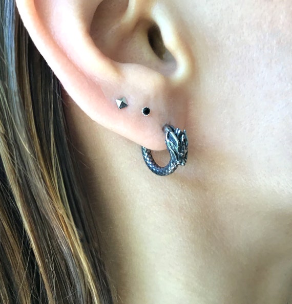 Buy Dragon Hoop Earrings Hoop Earrings Huggie Earrings Huggie