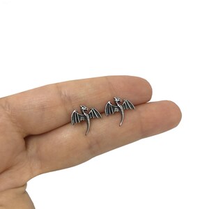 Stainless Steel Dragon Stud Earrings, Gothic Fantasy Jewelry image 3